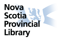 Faded blue and white Nova Scotia flag behind the words: Nova Scotia Provincial Library